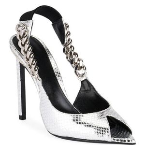 TOM FORD Metallic Slingback Peep-Toe Pump